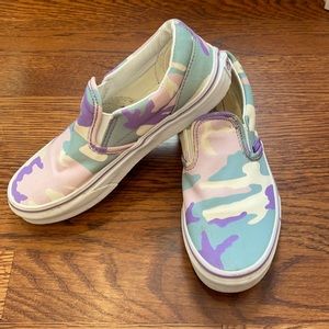 Kids Pastel Camo Vans Slip On Shoes Sz 2